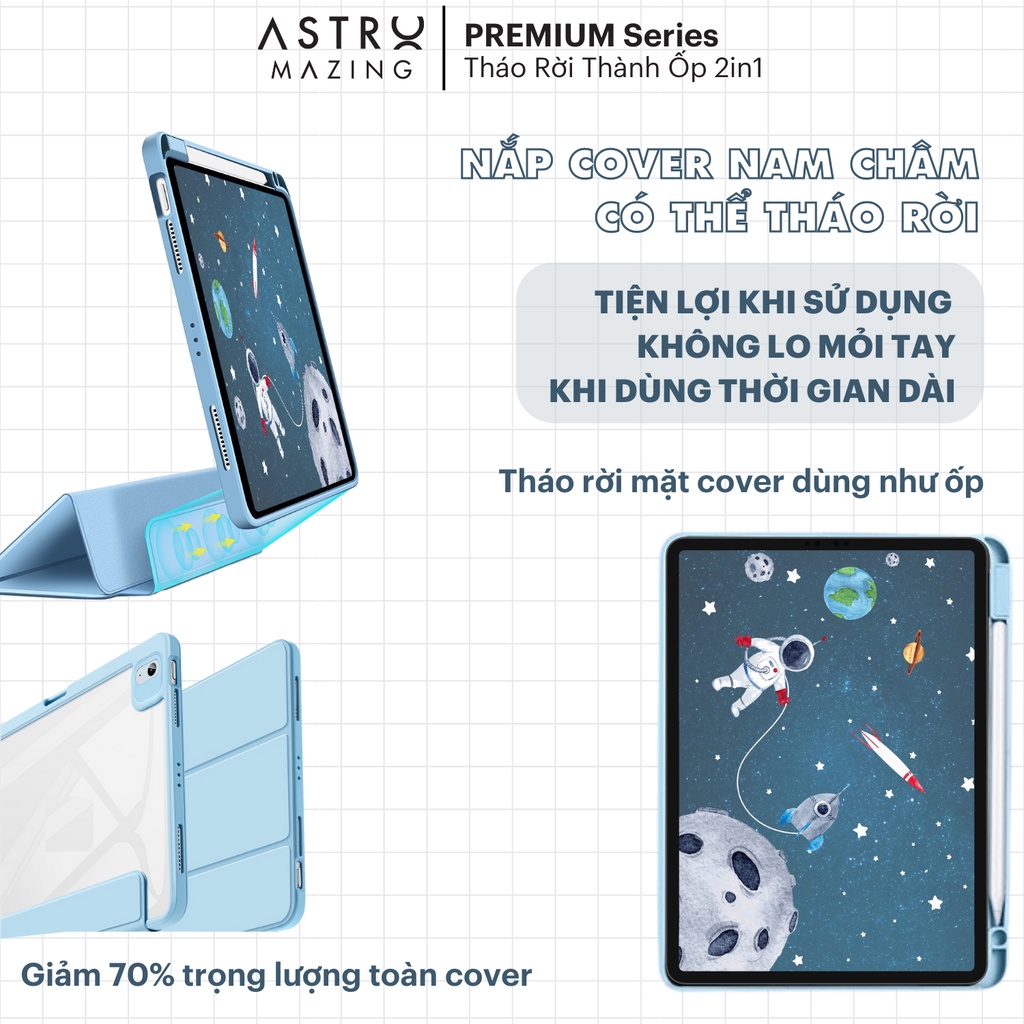 [Tháo rời thành ốp] Cover bao da iPad nam châm AstroMazing Premium Hybrid dành cho Pro 11 Air 4 5 Gen 9 10 12.9 Mini 6