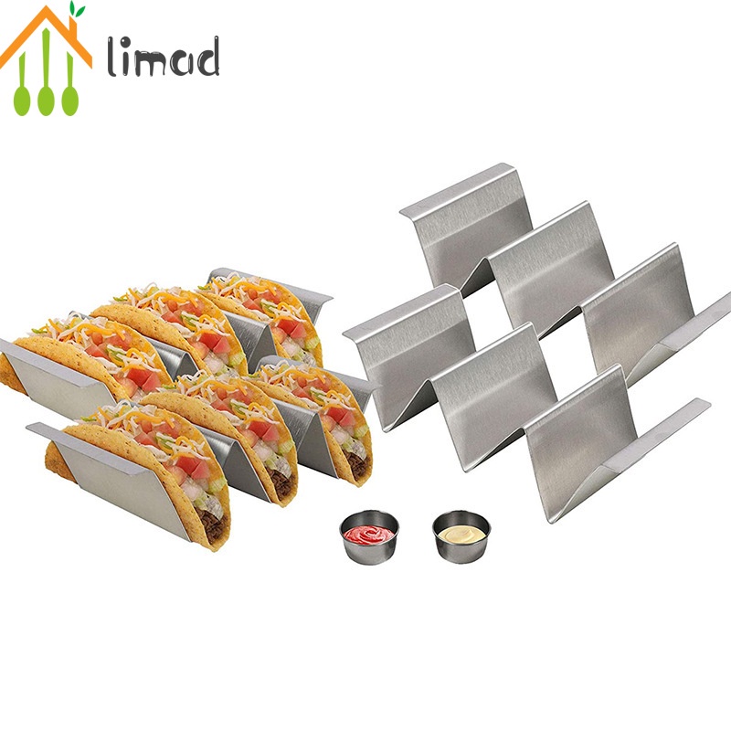 Khay Nướng Bánh Taco Bằng Thép Không Gỉ Có Tay Cầm Tiện Lợi