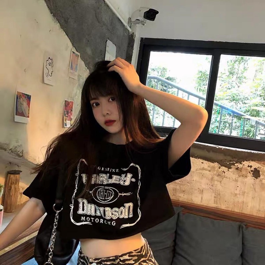 Áo croptop tay ngắn PINKSTORE29 in họa tiết chữ DAYIDSON A5556