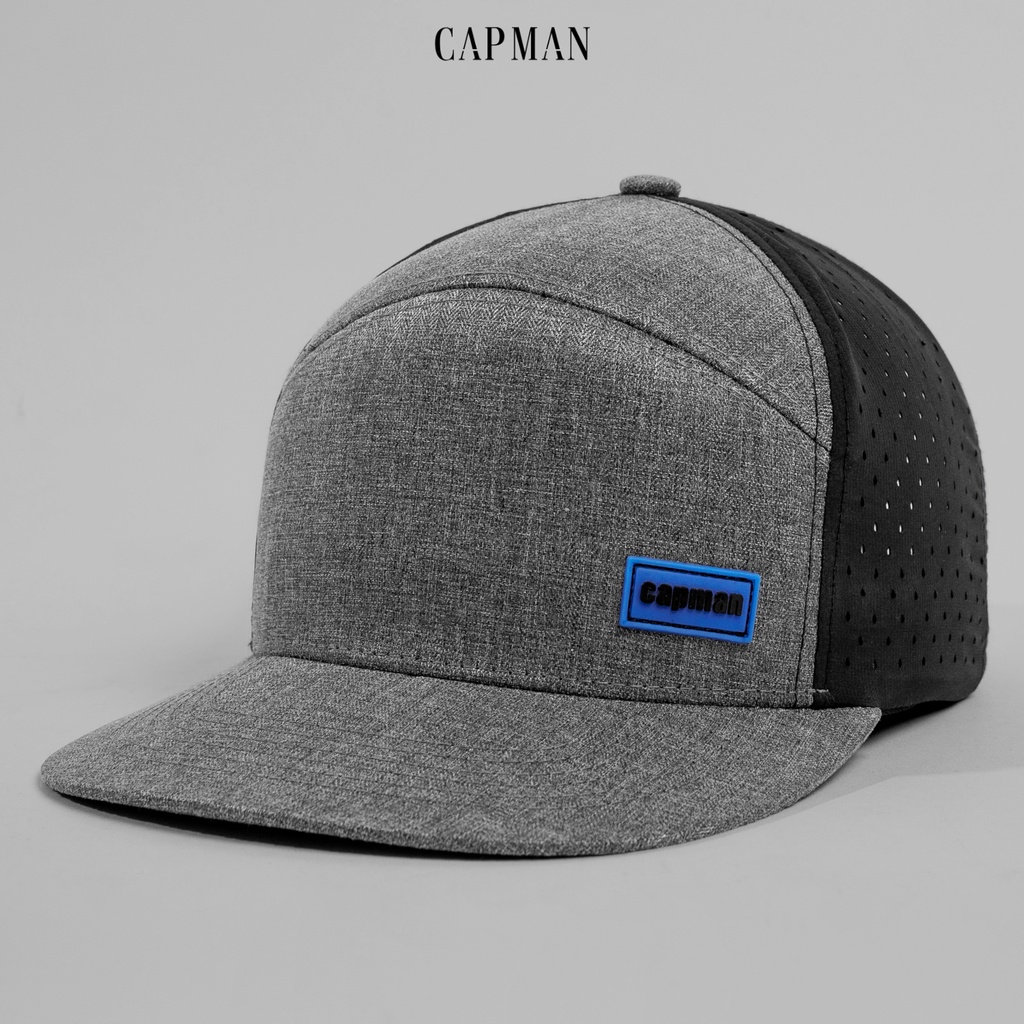 Mũ snapback màu xám đen CAPMAN lưỡi ngang CM26