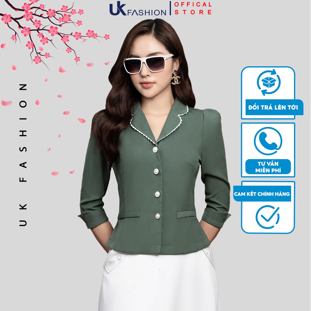 Áo Ký Giả Peplum UK Fashion Thiết Kế Tay Lỡ Cổ Phối Ren, Chất Liệu Nhập Hàn Mềm Mịn NKSM2208001