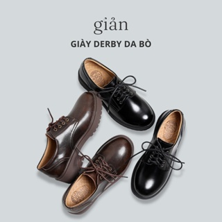 Giày MZDL Derby Blucher, giày Tây buộc dây da bò thật cao cấp, Oxford Retro Vintage cổ điển