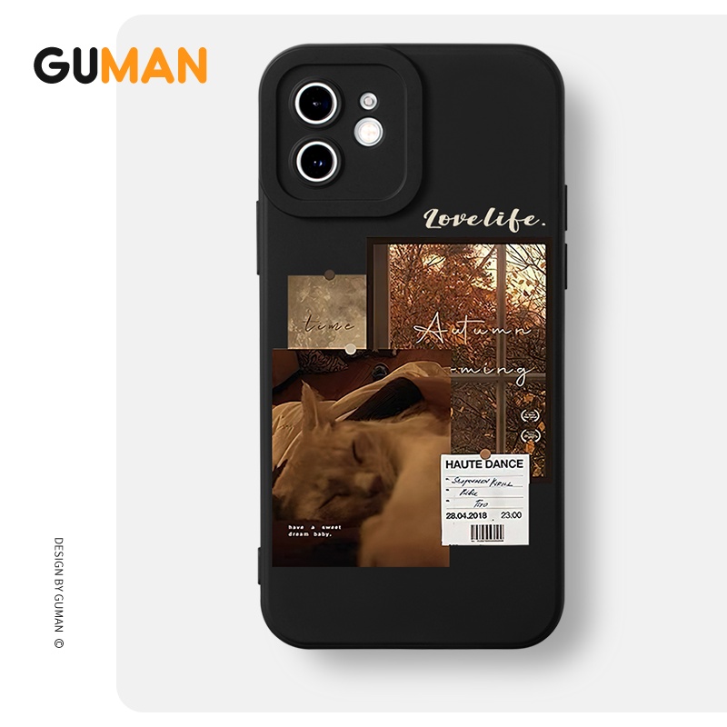 Ốp lưng GUMAN Mềm độc lạ đen dễ thương đẹp Cho iPhone 14 13 12 11 Pro Max SE 2020 X XR XS 8 7 ip 6S 6 Plus kute XYB1231