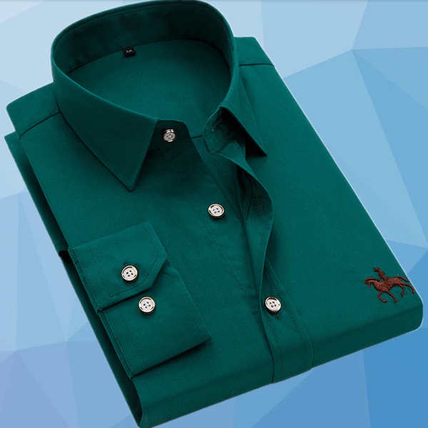(Hàng Có Sẵn) Áo Sơ Mi Cotton Mỏng Tay Dài Màu Xanh Lá Đậm Dành Cho Nam Trung Niên