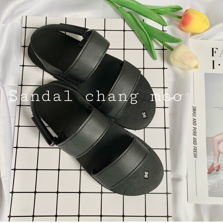 Sandal nữ  Sandal 2 quai ngang lớn màu đen