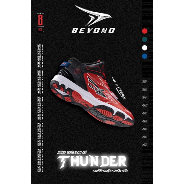 Giày Beyono Thunder Red - Giày Chuyên Bóng Chuyền, Bóng Rổ cổ cao ôm chân thông thoáng đế phylon đàn hồi tốt độ bền cao