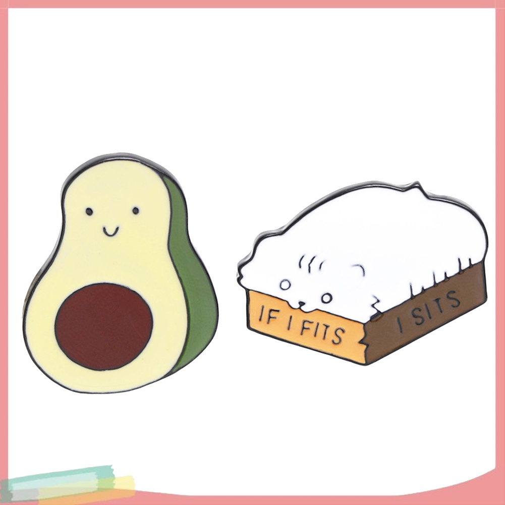 Ghim cài hình mèo/ trái bơ dùng trang trí áo khoác denim/ ba lô