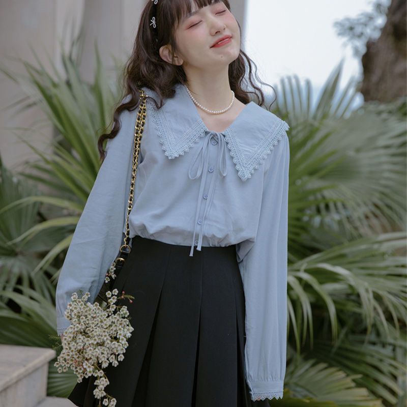 Áo Sơ Mi Dài Tay Thắt Nơ Phong Cách Pháp Cổ Búp Bê Nhỏ Phong Cách Mới Dành Cho Nữ Tuổi Trung Niên