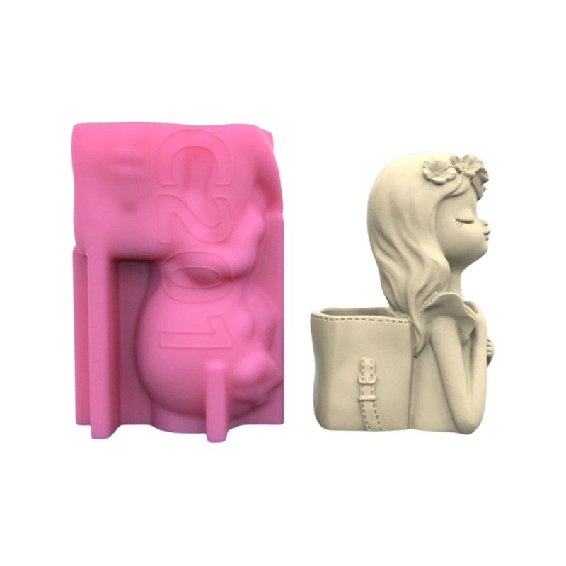 Sa Khuôn Silicon Làm Chậu Cây / Bút / Chậu Hoa Hình Ba Lô Hình Học Dễ Thương Giá Đỡ