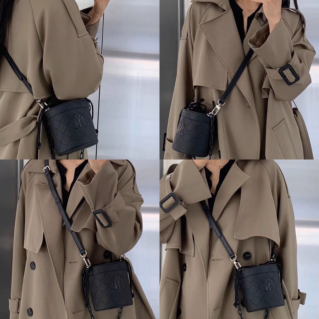 | ảnh thật |Túi đeo chéo hộp tròn size to và mini ML. B đen hoạ tiết monogram Hàng tqkz 1:1