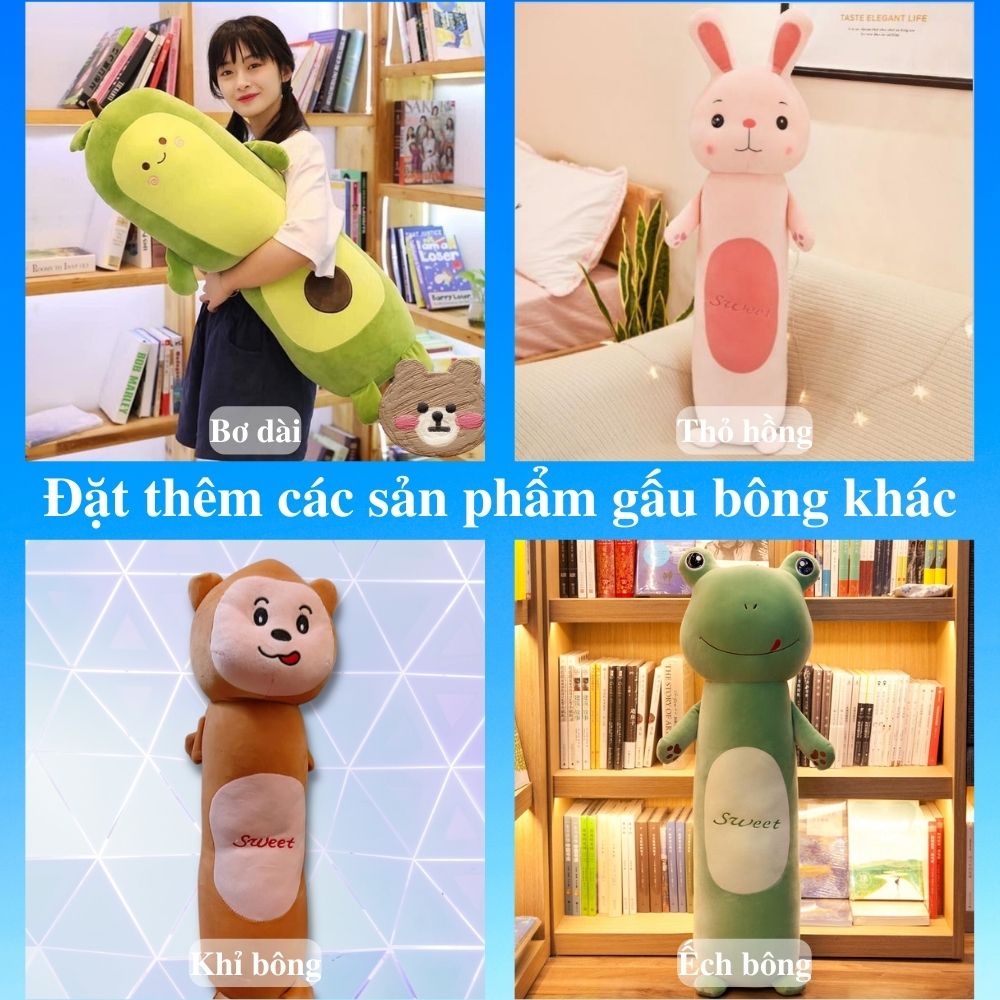 Gấu bông to Con Sâu 🛡𝑯𝒂̀𝒏𝒈 𝑪𝒂𝒐 𝑪𝒂̂́𝒑🛡, gối ôm hình thú nhồi bông Con Sâu siêu cute, gối ôm cho bé 1m2/70cm