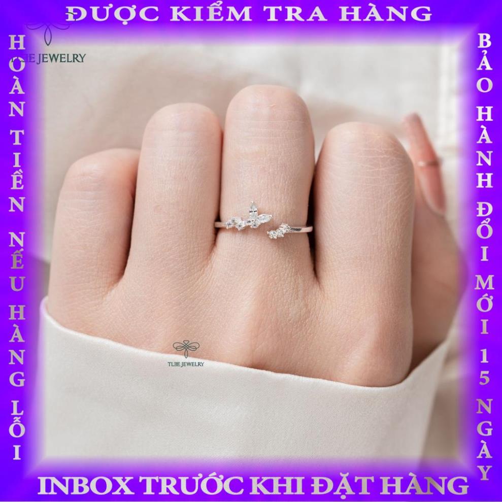 Nhẫn bạc nữ TLEE hình cánh bướm cành lá đính đá sang trọng TleeJewelry A0203 ailatoi