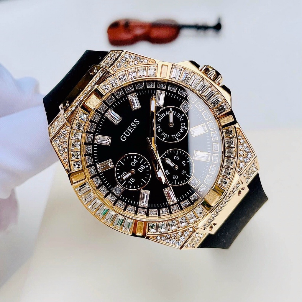 Đồng Hồ Nam Guess GW0208G2 Đính Đá - Dây Silicon - Size 47mm