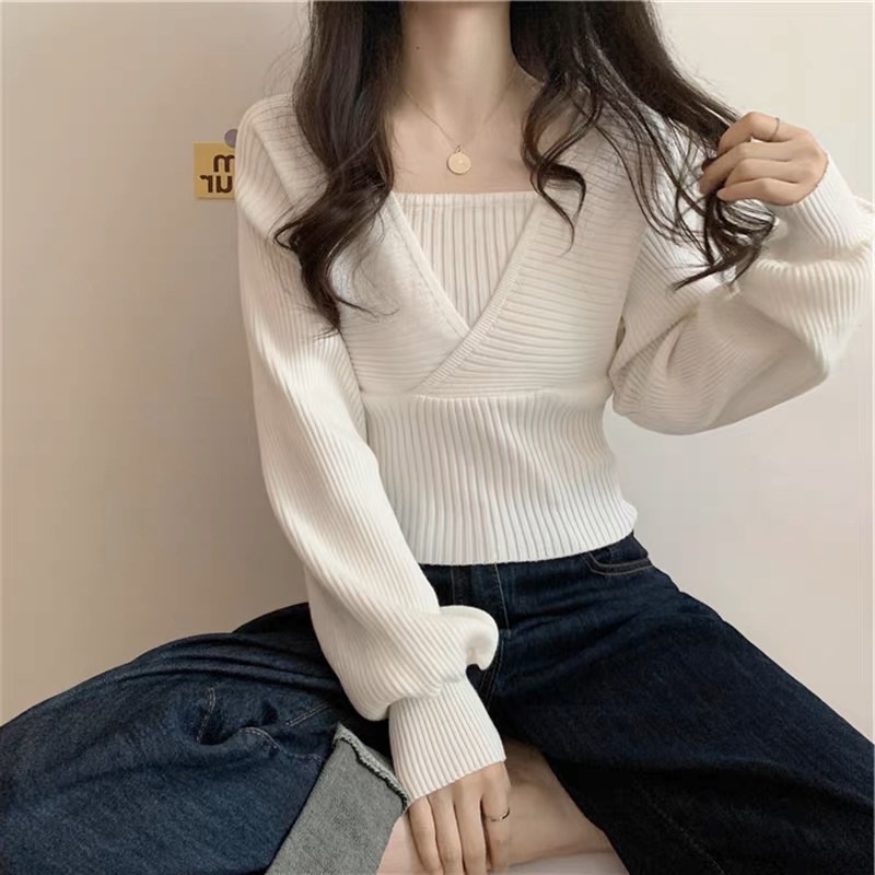Áo Khoác Cardigan Tay Rơi Ghép Set Kèm Áo Quây Đen Trắng