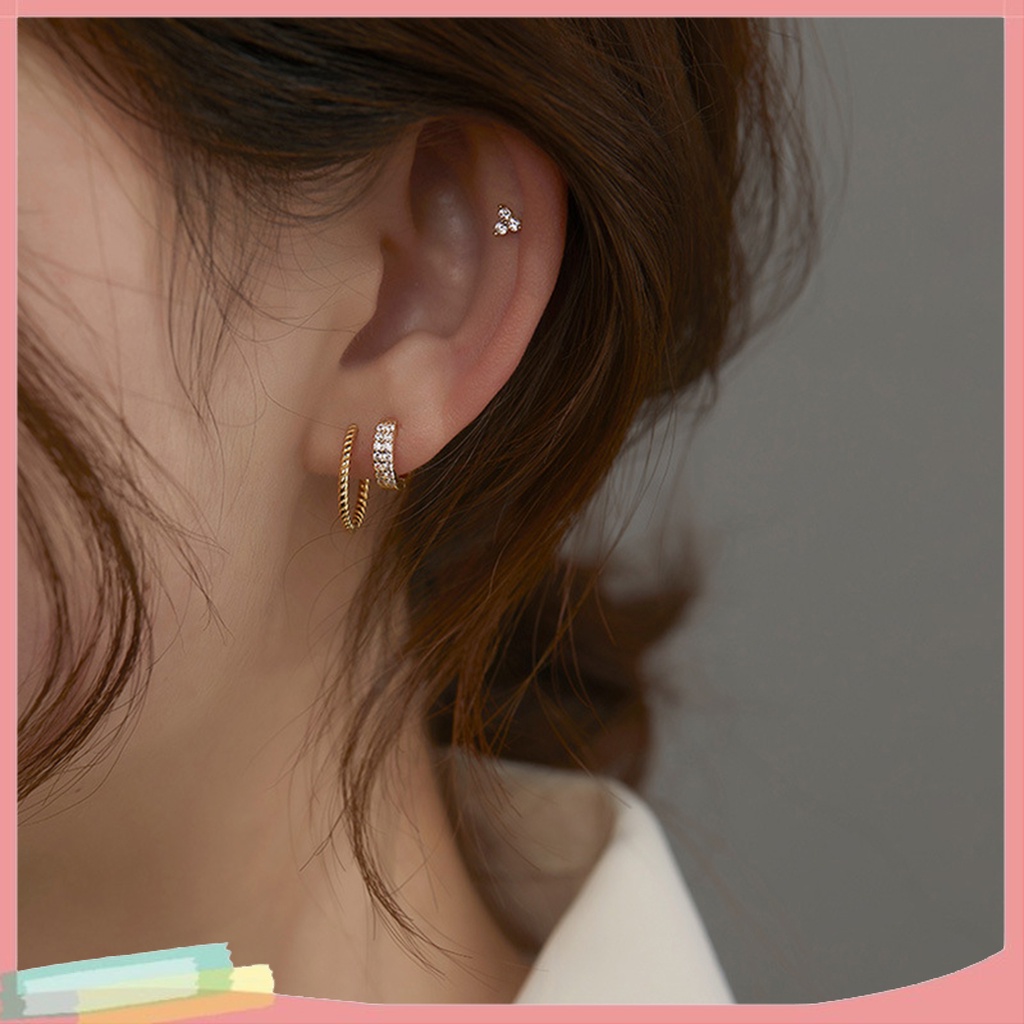 1 đôi khuyên tai hình tròn đính đá thời trang cho nữ