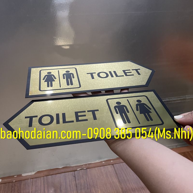 Biển chỉ dẫn nhà vệ sinh toilet chất liệu inox in uv sang trọng KT10x25cm