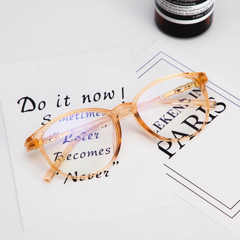 Mắt Kính Chống Bức Xạ Gọng Tròn Trong Suốt Thời Trang Hàn Quốc Cổ Điển