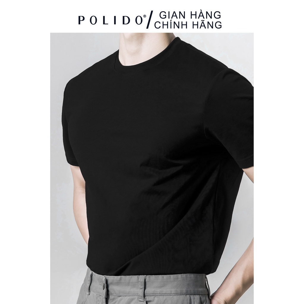 Áo Phông Nam POLIDO Basic Tshirt 5 Màu Trơn Chất Cotton Thun Co Giãn