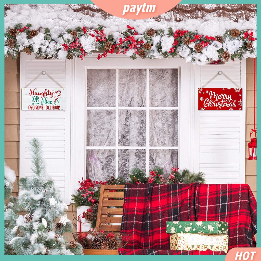 [PTM] Bảng Gỗ Treo Cửa Trang Trí Giáng Sinh Phong Cách Mộc Mạc Cổ Điển