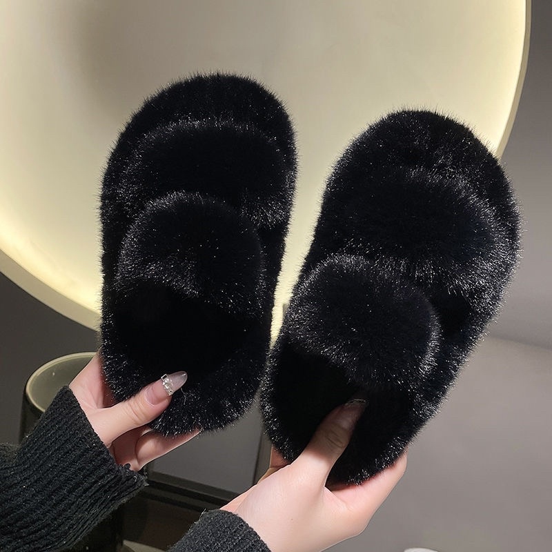 Dép lông sang chảnh hai quai ngang cho bé gái