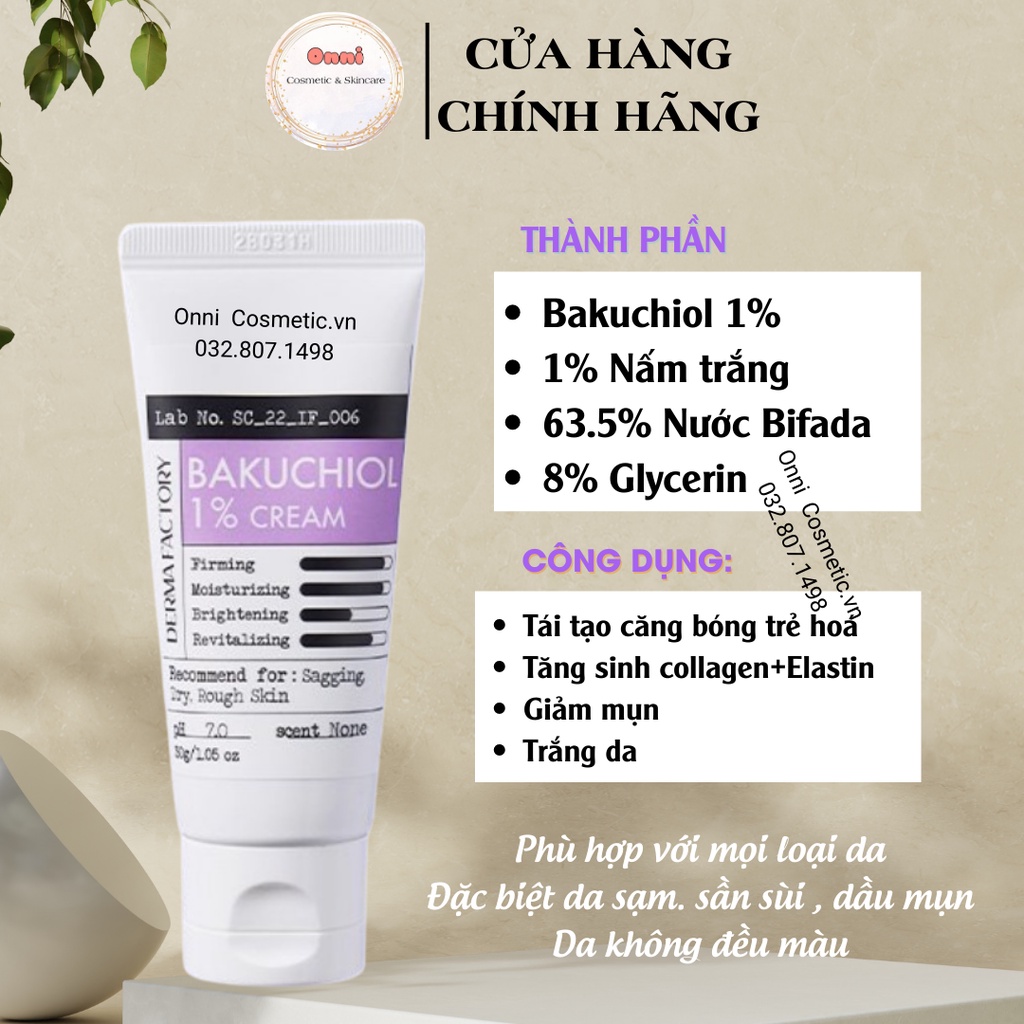 Kem dưỡng trẻ hóa da Bakuchiol 1% Derma Factory