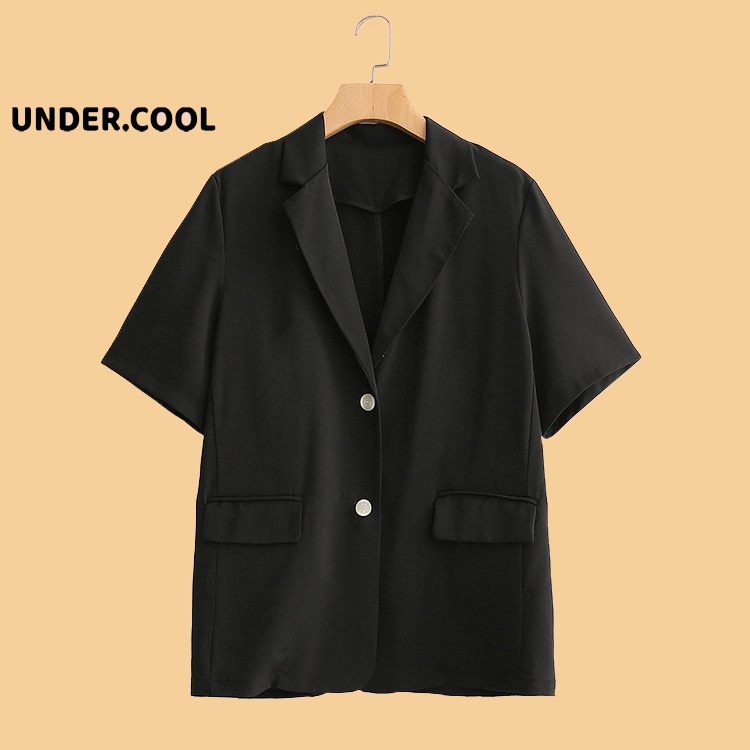 Áo Blazer Nữ ngắn tay UNDERCOOL Cộc Tay Dáng Rộng mầu đen, trắng , be , 2 cúc khoác ngoài | BigBuy360 - bigbuy360.vn