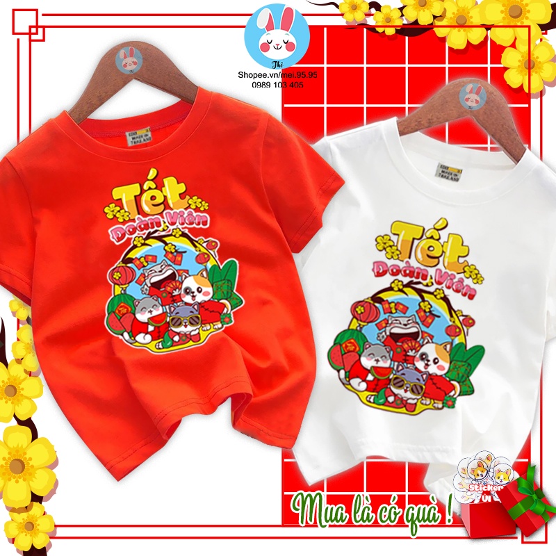 Áo thun Tết 2023 con mèo,áo gia đình in hình Tết quý mão siêu cute