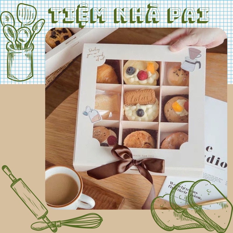 Set 5 Hộp đựng bánh cupcake 9 ngăn