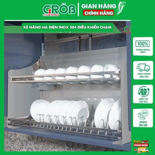 Giá bát đĩa BG Grob - Kệ nâng hạ điện inox 304 điều khiển chạm tại chỗ và điềm khiển từ xa băng Remote