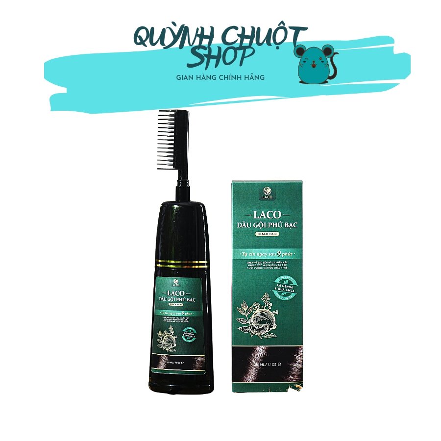 Dầu Gội Phủ Bạc Thảo Dược Laco Black Hair 200ml - Gội Là Đen Nhuộm Tóc Tự Tin Sau 9 Phút - nuôi dưỡng mái tóc chắc khỏe