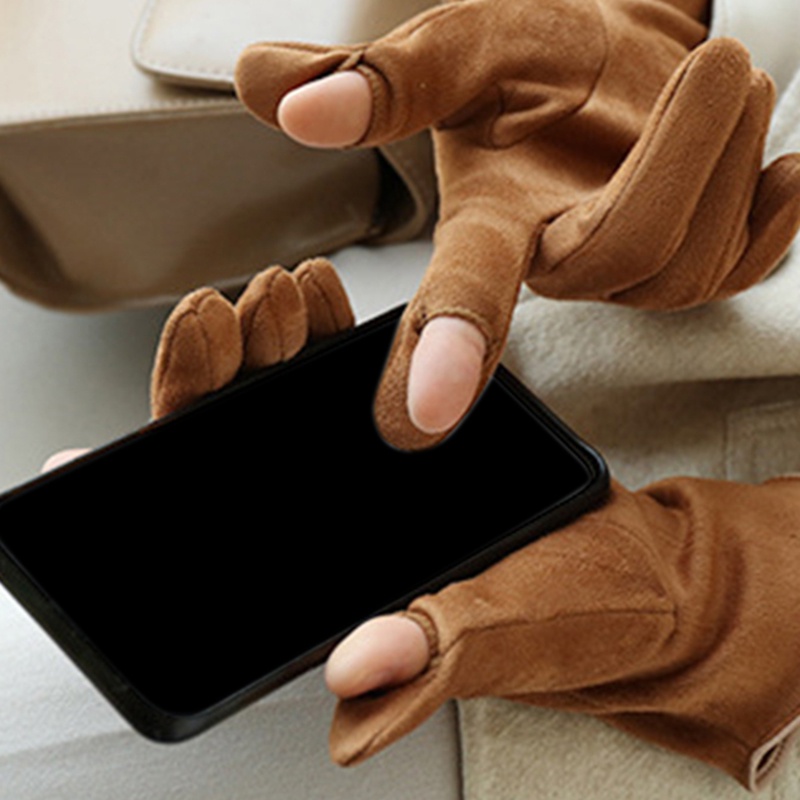 Găng Tay Da Lộn Phối Nhung Ấm Áp Nhiều Màu Sắc Thời Trang Mùa Đông Cho Nữ m9v