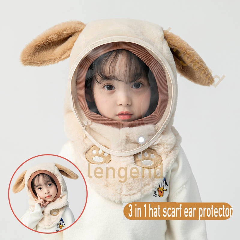 Mũ Lông Cừu Trùm Đầu Có Kính Chắn Gió, Chống Bụi Cho Bé từ 2-12 Tuổi