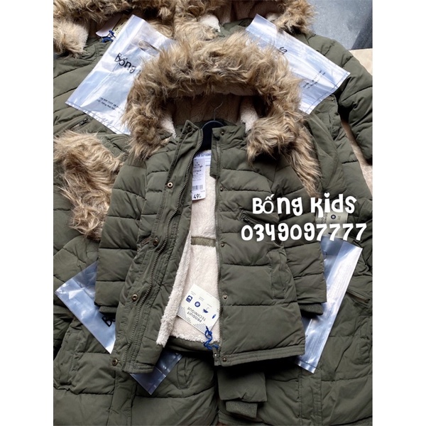 Áo Parka Bé Gái Lông Vũ Lót Cừu Rêu TAPE