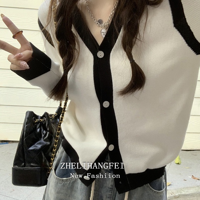 ZHELIHANGFEI Áo Khoác Len Cardigan Tay Dài Cổ Chữ V Thời Trang Cho Nữ