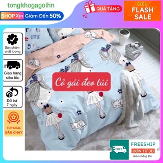 Ga Gối Poly Bộ 3 Món 2 Vỏ Gối 1 Ga Chun Bọc Đệm poly cottong được chọn mẫu 1m4,1m5,1m6