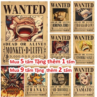 Poster Truy nã One Piece Mua 5 tặng 1 Kích Thước chuẩn poster wanted One Piece lệnh truy nã One Piece mẫu mới
