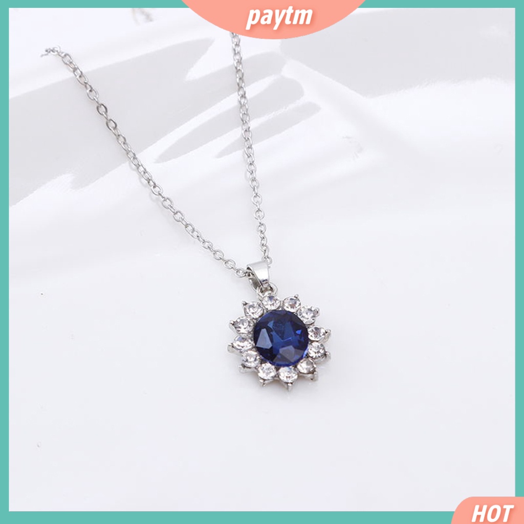 (PTM) Bộ dây chuyền + khuyên tai đính đá Sapphire sang trọng