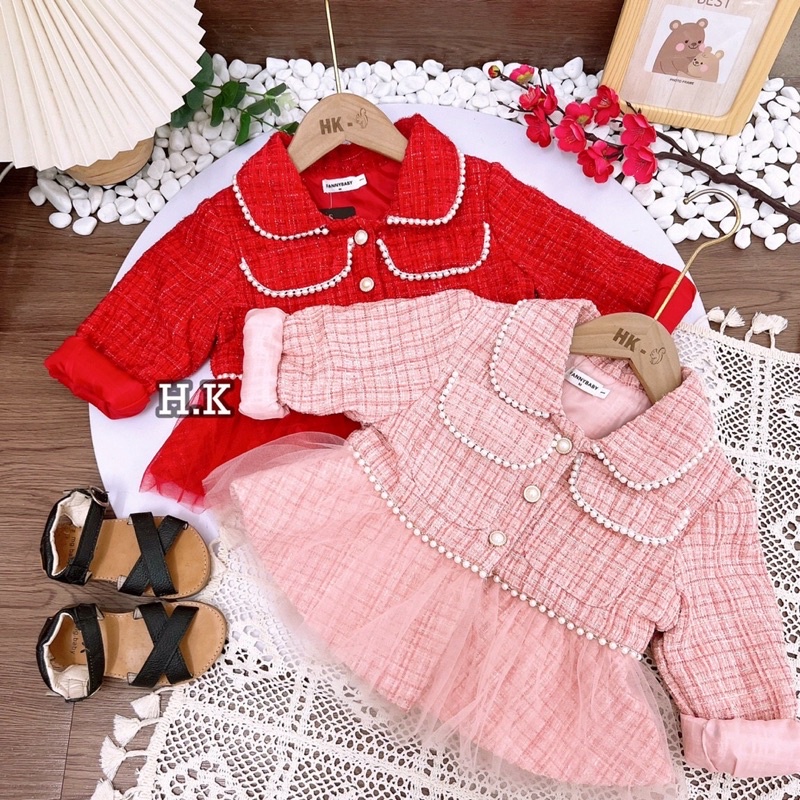 Sét váy dạ kèm chân váy cho bé gái