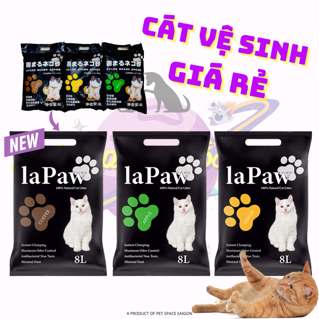 Cát vệ sinh cho mèo cát đất sét LAPAW nhật bao 8 lít 4kg
