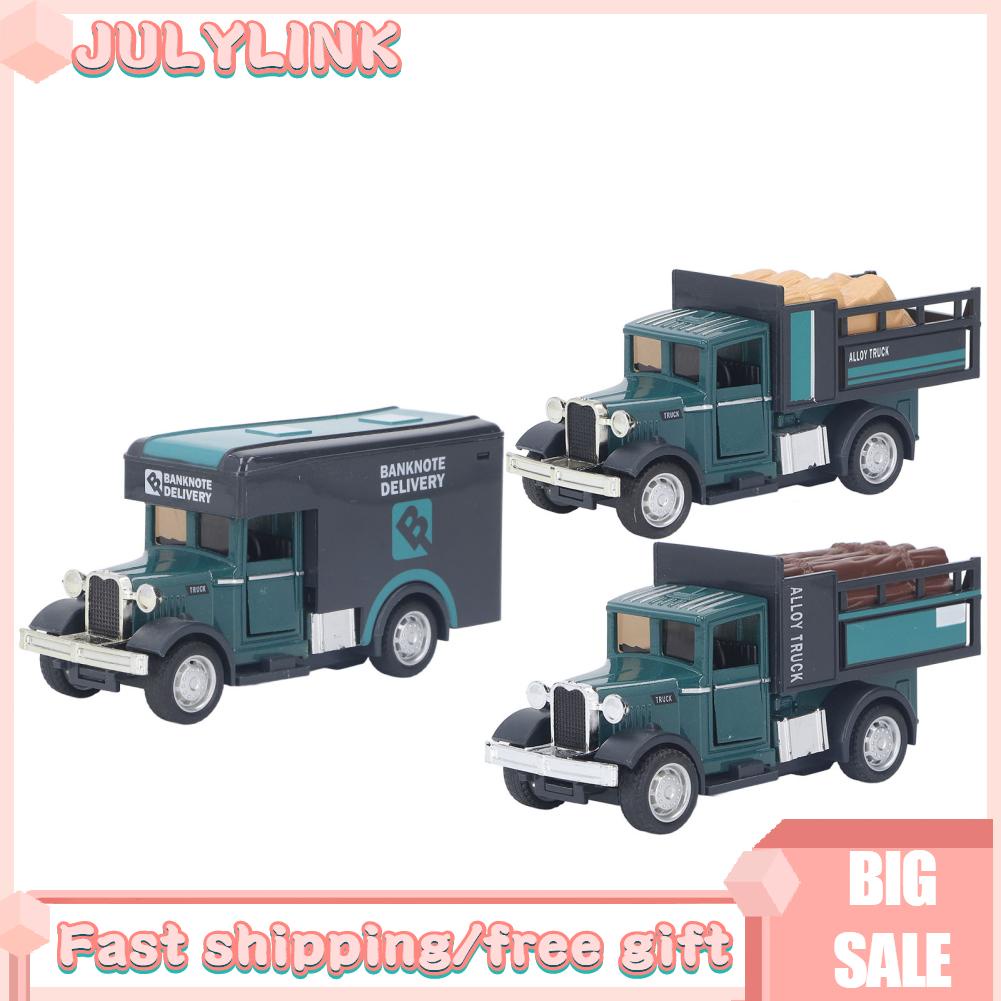 Julylink 1:32 Alloy Car Model Toy Sound Light Vintage Miniature Pull Back Transporter