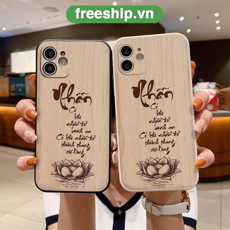 Ốp lưng iphone phong cách chữ thư pháp chữ Nhẫn ốp vuông dẻo iphone 6 6s 7 8 plus xr x xsmax 11 12 13 14 promax pro plus