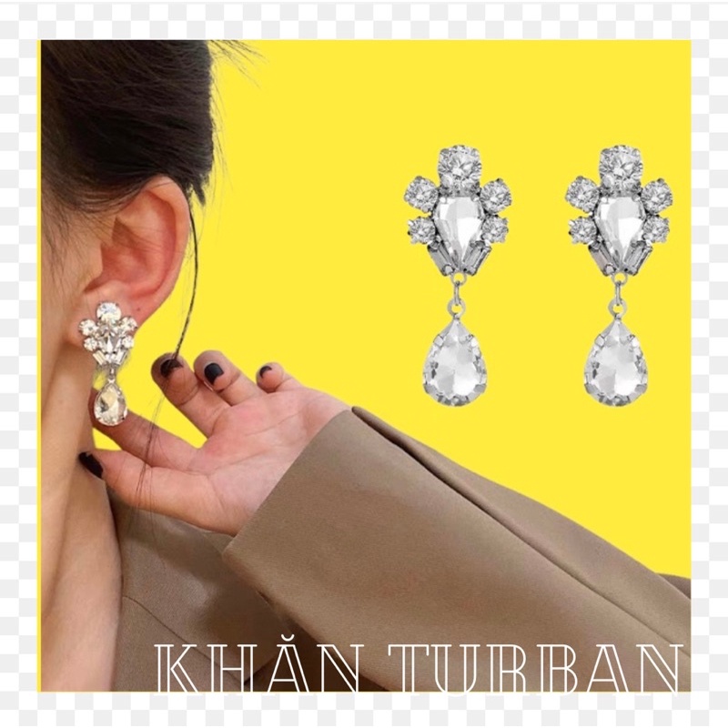 Khuyên tai hình giọt nước đính đá bling bling dự tiệc - Khanturban.vn