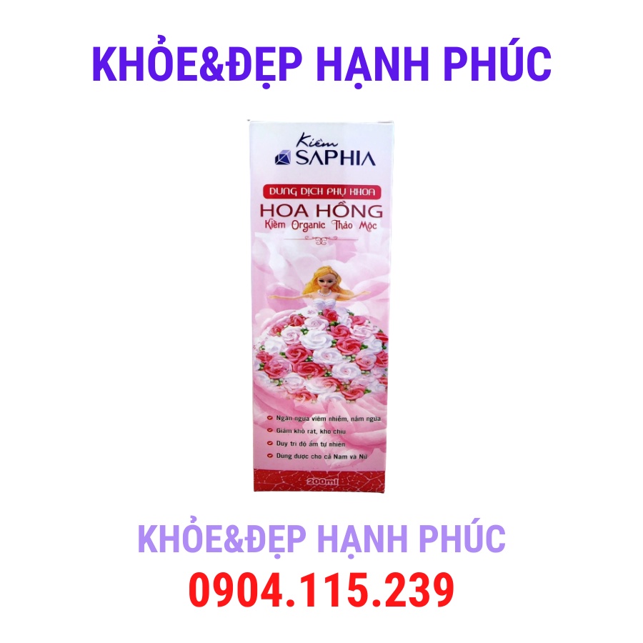 Kiềm Saphia dung dịch phụ khoa Hoa Hồng – Kiềm Organic thảo mộc – 200m