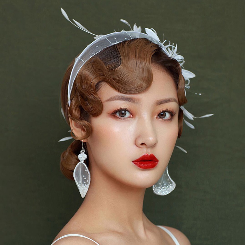 Tóc Mái Giả Kiểu Xoăn Gợn Sóng Phong Cách Cổ Điển Dành Cho Cô Dâu