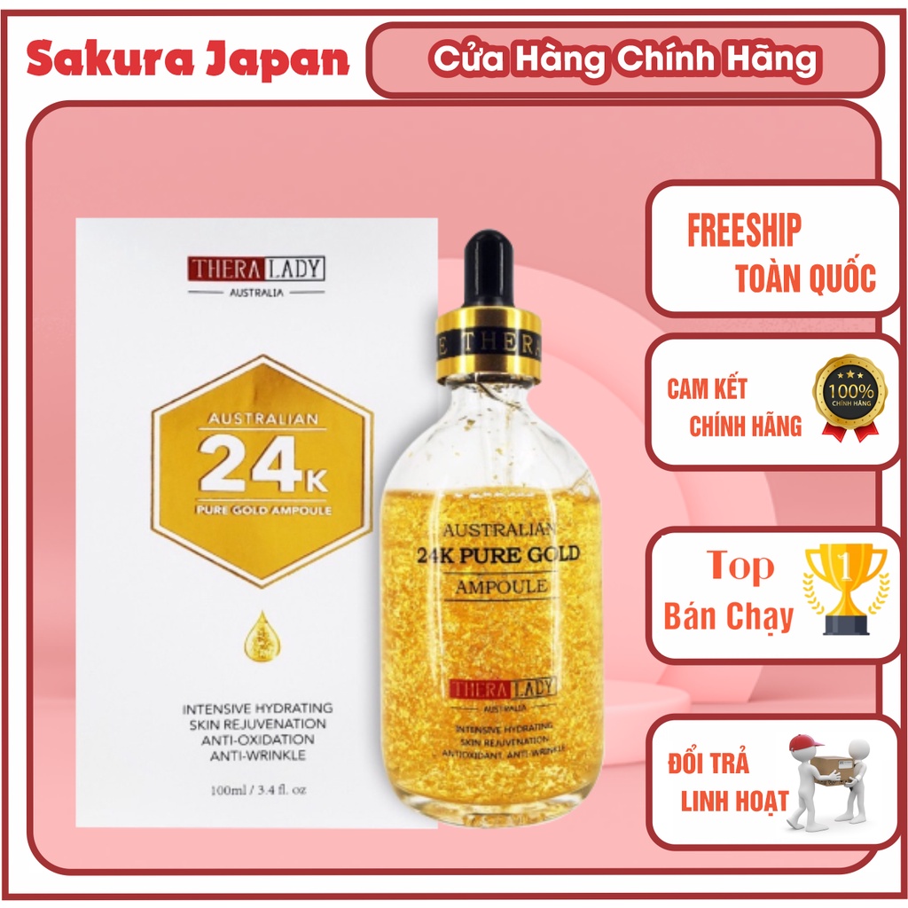 Serum Tinh Chất Vàng 24k Pure Gold Ampoule Thera Lady 100ml Giúp Dưỡng Da, Ngăn Chặn Lão Hóa Da