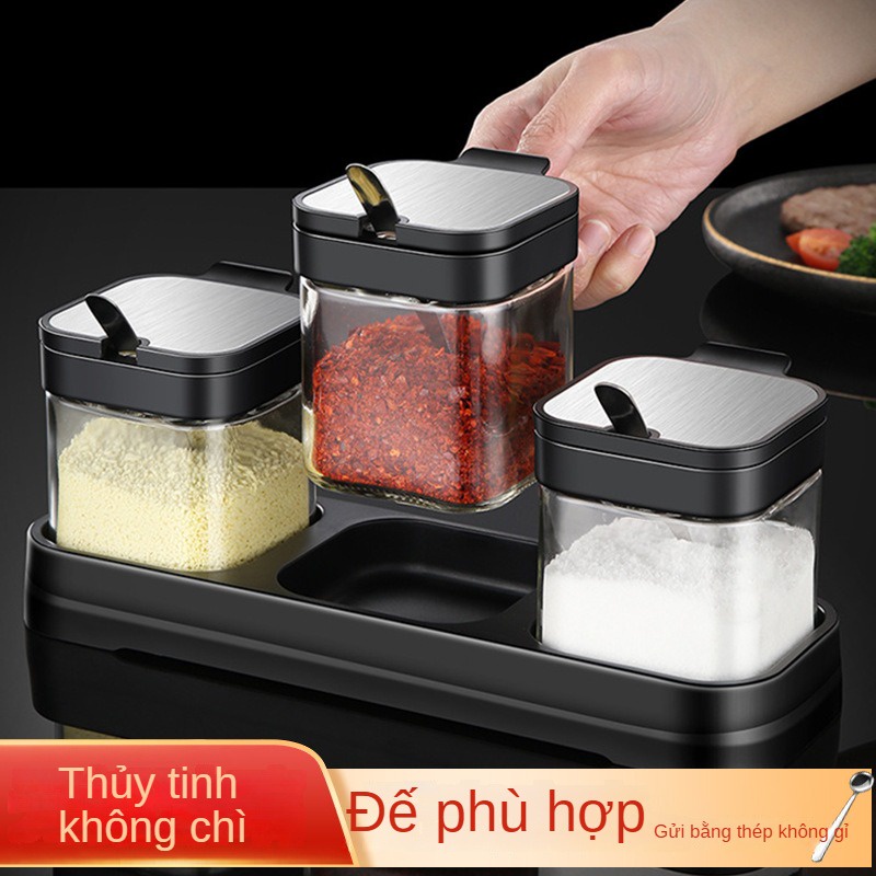 Hũ Gia Vị Thủy Tinh Dày Dặn Nắp Bật INOX 304