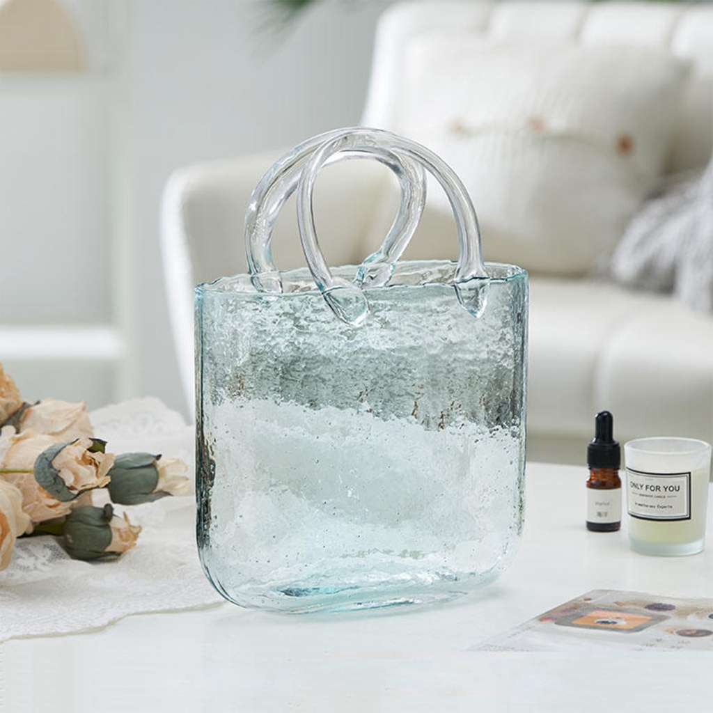 Lọ Hoa Bằng Thủy Tinh Trong Suốt Hình Chiếc Ví Nhiều Màu Độc Đáo Trang Trí Nhà Cửa