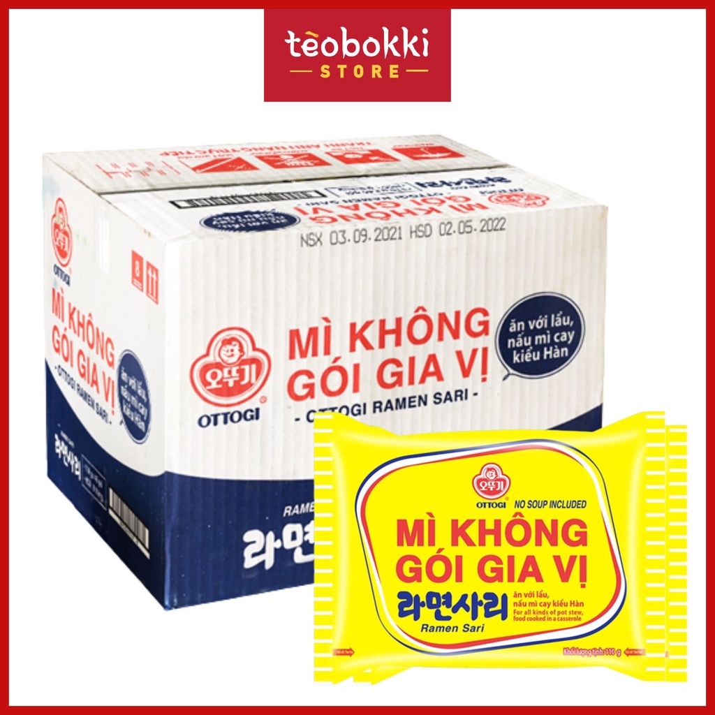 Thùng 48 gói mì không gói gia vị (mì ăn lẩu) Ottogi 110g