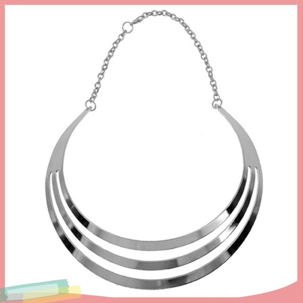 Vòng cổ hợp kim 3 lớp trang trí hình bán nguyệt độc đáo cho nữ