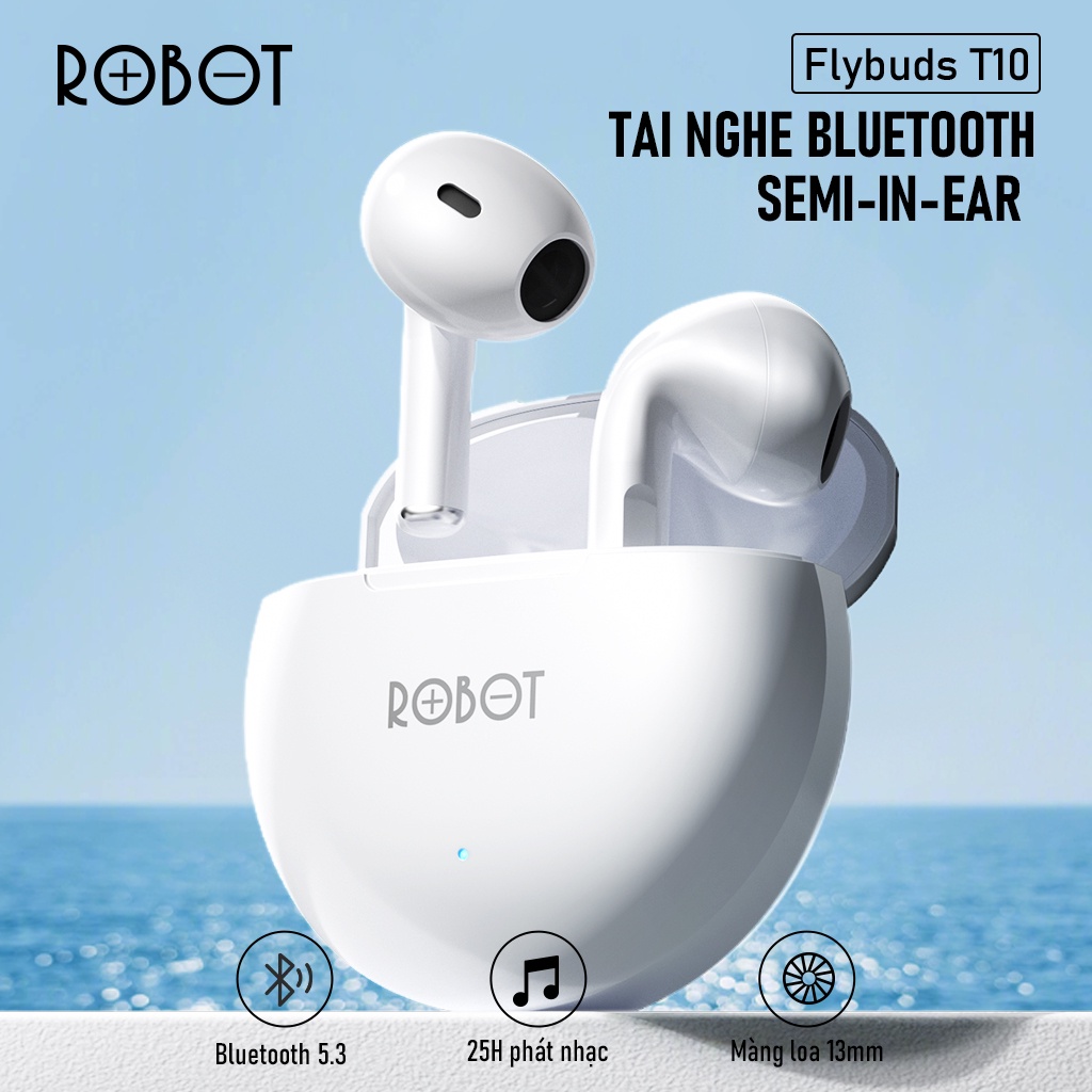 [Mã ELMALL61 giảm 6% đơn 300K] Tai Nghe Bluetooth True Wireless ROBOT Airbuds T50 In Ear - Chống Nước IPX4, Playtime 35h